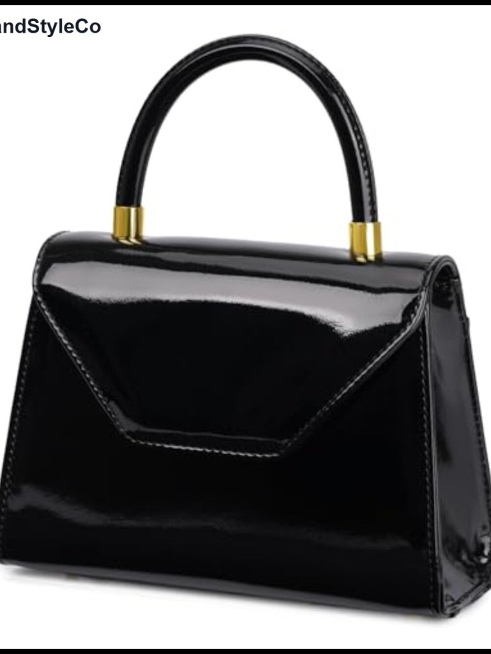 Faux Patent Leather Top Handle Satchel Clutch Evening Bag